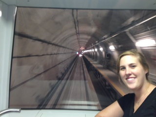 Wende and I at the front of the driverless train… of course I pretended to drive