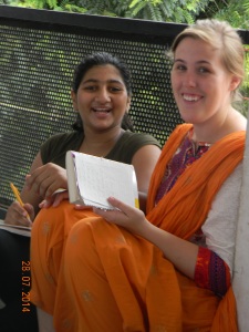 Wende with Nandini, swapping some language knowledge.